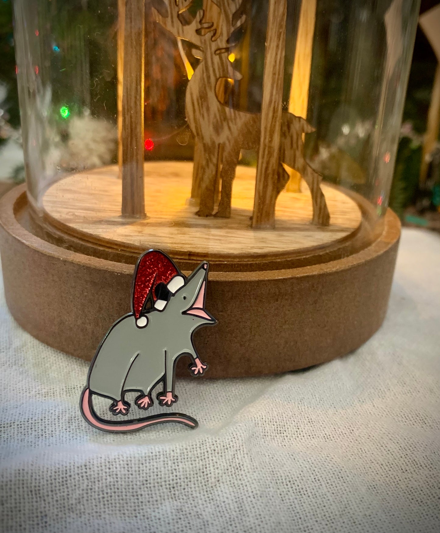 Santa Opossum Pin