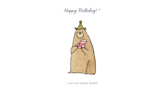 Birthday Bear Hand printed card